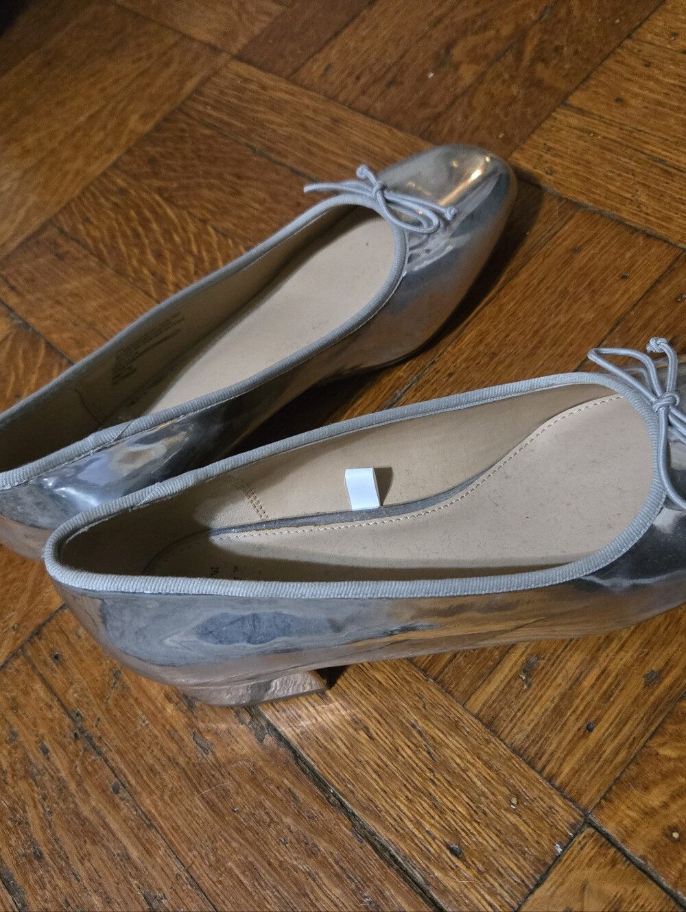 Metallic Silver Ballet Flats with Bow By A New Day NEW